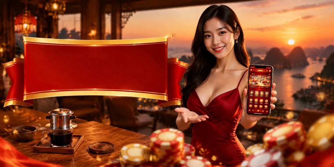 Người dùng tại Hạ Long truy cập trang voucher 69vnv trên điện thoại di động bên tách cà phê buổi sáng