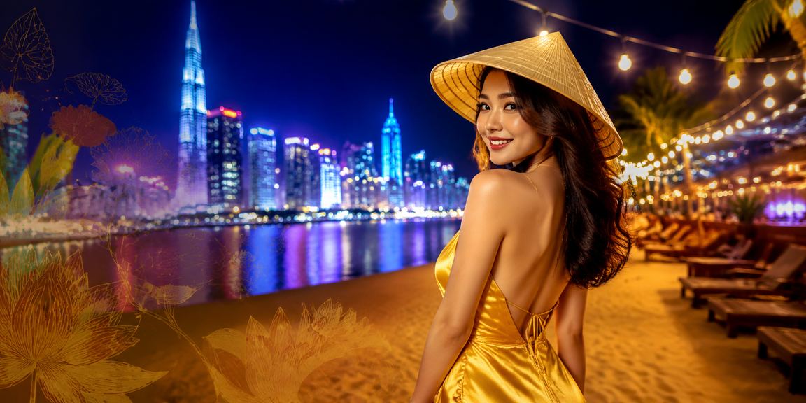 Người dùng tại TP. Hồ Chí Minh với nón lá truyền thống xem thông tin hoàn tiền và bonus trên điện thoại
